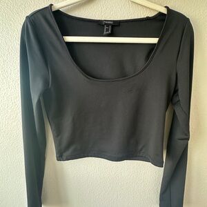 Forever 21 Black Long Sleeve Croptop